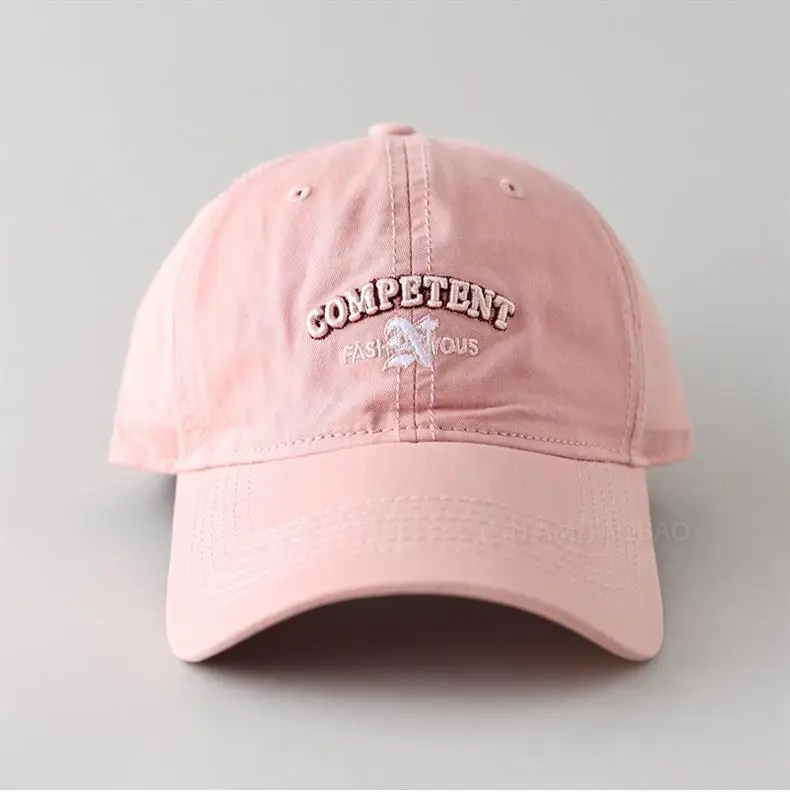 White Letter Baseball Cap Women Wide Brim Sunscreen Hat — feature 14
