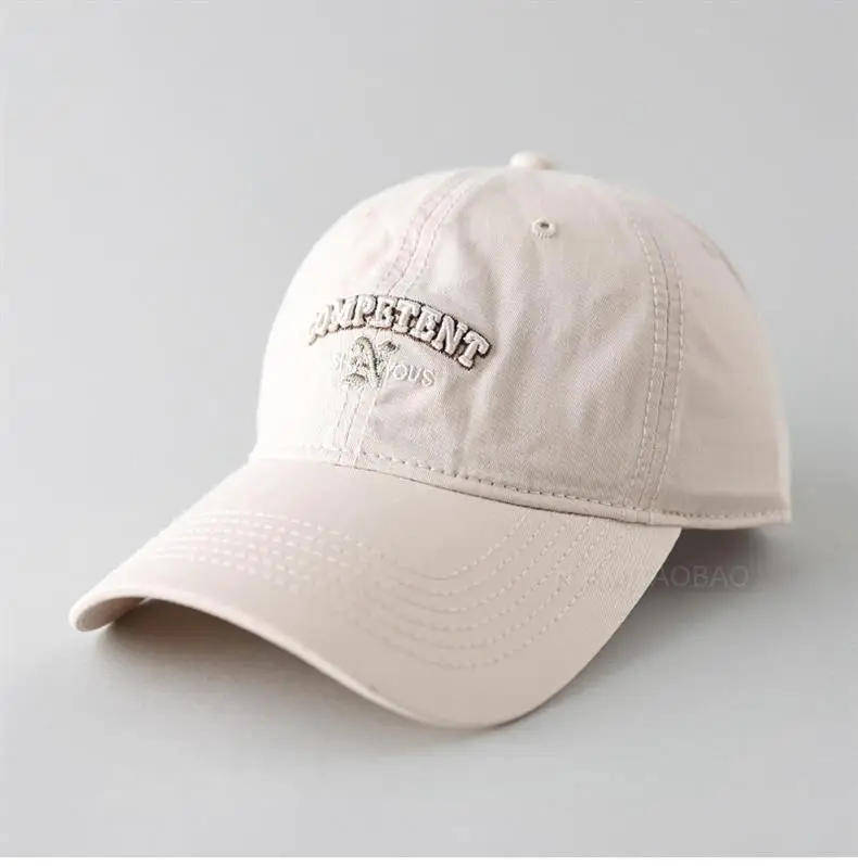 White Letter Baseball Cap Women Wide Brim Sunscreen Hat — feature 16