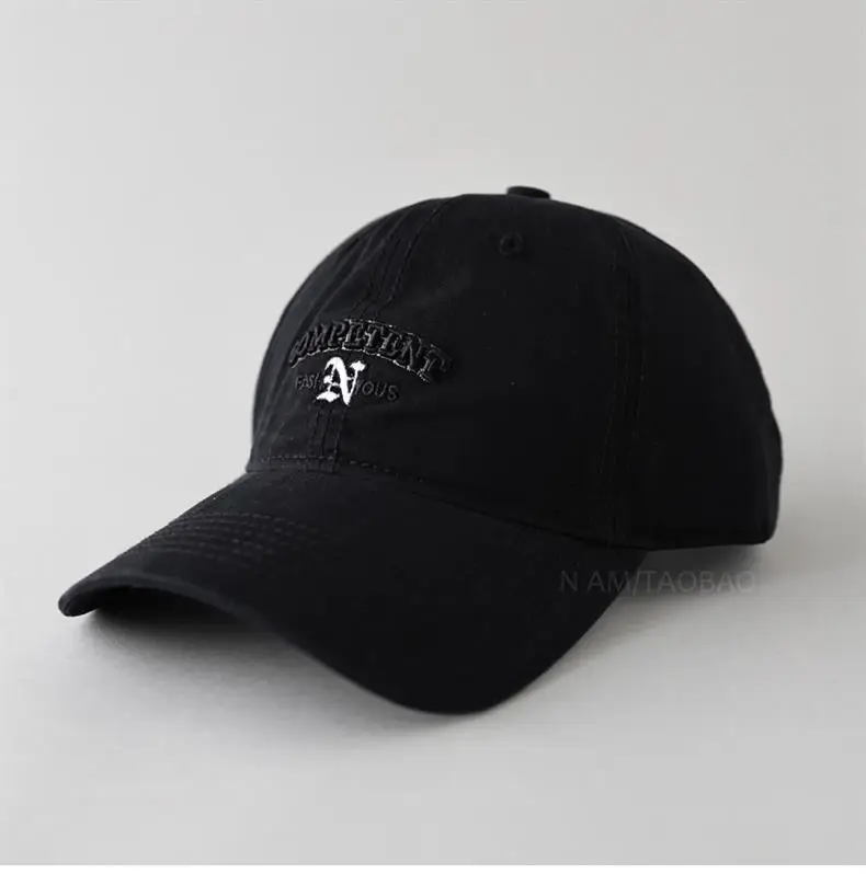 White Letter Baseball Cap Women Wide Brim Sunscreen Hat — feature 4