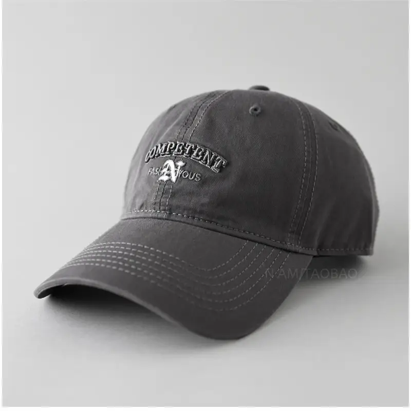 White Letter Baseball Cap Women Wide Brim Sunscreen Hat - Image 10