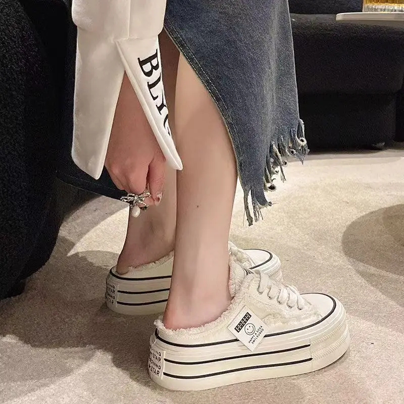 Women's 2025 Spring Slippers Canvas Half-Slipper Heel-Free - Image 4