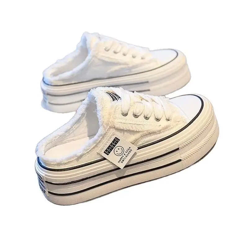 Women's 2025 Spring Slippers Canvas Half-Slipper Heel-Free - Image 5