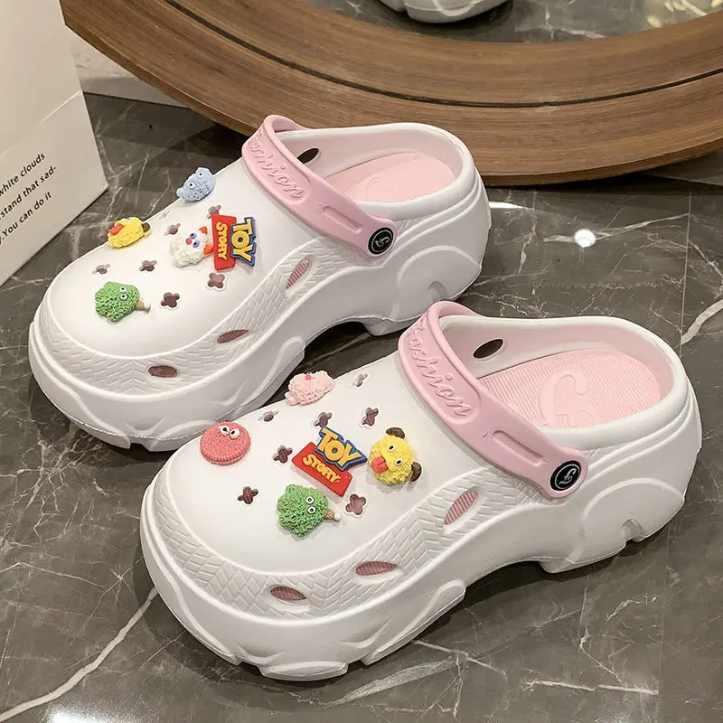 Hole Shoes Women's Summer Thick Sole Outer Wear 2025 New Beach Internet Celebrous Slip-on Feeling Non-slip Baotou Sandals Women - Image 4