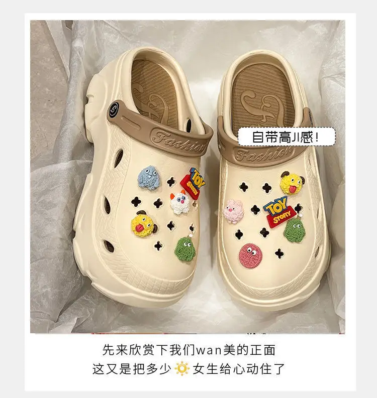 Hole Shoes Women's Summer Thick Sole Outer Wear 2025 New Beach Internet Celebrous Slip-on Feeling Non-slip Baotou Sandals Women — feature 15