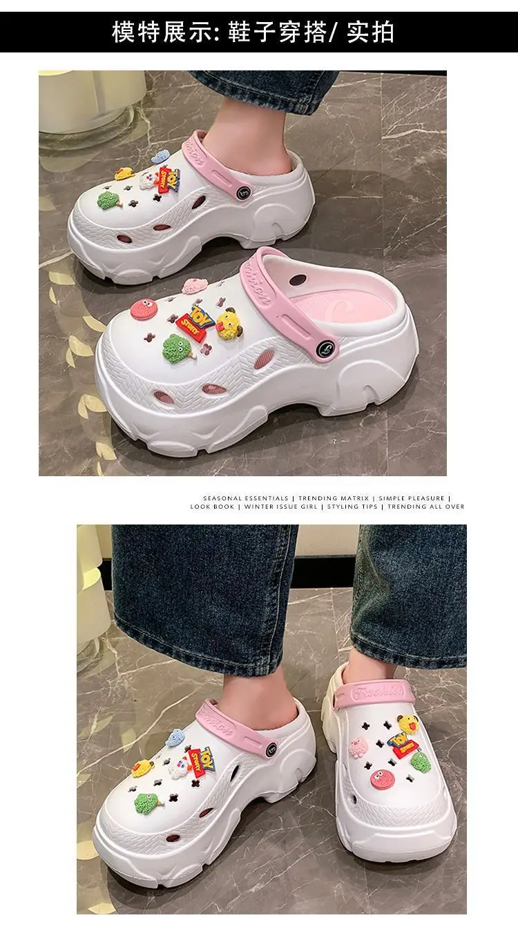 Hole Shoes Women's Summer Thick Sole Outer Wear 2025 New Beach Internet Celebrous Slip-on Feeling Non-slip Baotou Sandals Women — feature 16