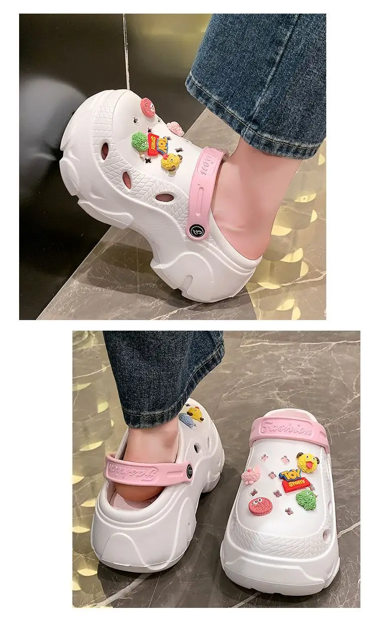 Hole Shoes Women's Summer Thick Sole Outer Wear 2025 New Beach Internet Celebrous Slip-on Feeling Non-slip Baotou Sandals Women — feature 17