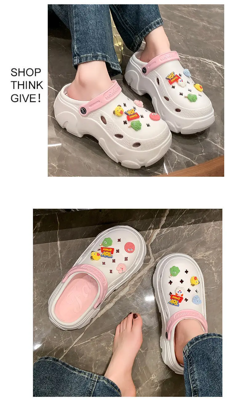 Hole Shoes Women's Summer Thick Sole Outer Wear 2025 New Beach Internet Celebrous Slip-on Feeling Non-slip Baotou Sandals Women — feature 18