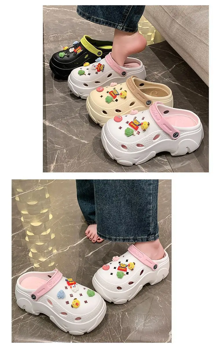 Hole Shoes Women's Summer Thick Sole Outer Wear 2025 New Beach Internet Celebrous Slip-on Feeling Non-slip Baotou Sandals Women — feature 19