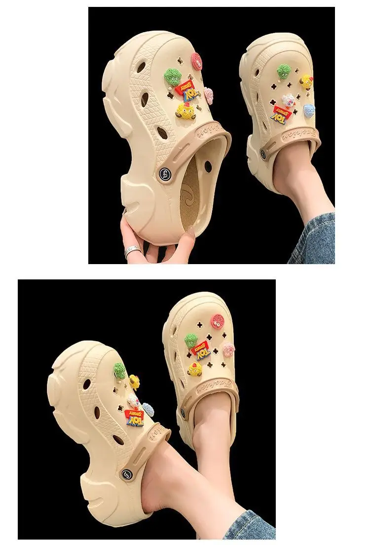 Hole Shoes Women's Summer Thick Sole Outer Wear 2025 New Beach Internet Celebrous Slip-on Feeling Non-slip Baotou Sandals Women — feature 23
