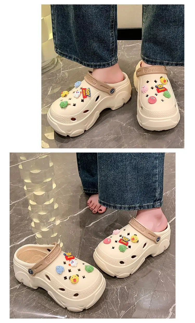 Hole Shoes Women's Summer Thick Sole Outer Wear 2025 New Beach Internet Celebrous Slip-on Feeling Non-slip Baotou Sandals Women — feature 24
