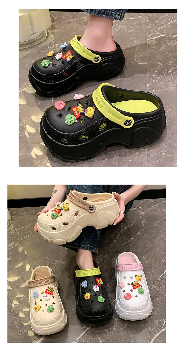 Hole Shoes Women's Summer Thick Sole Outer Wear 2025 New Beach Internet Celebrous Slip-on Feeling Non-slip Baotou Sandals Women — feature 25