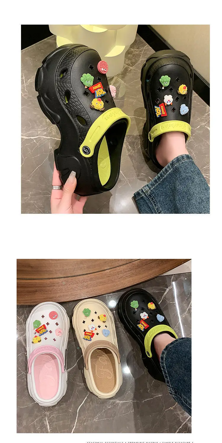 Hole Shoes Women's Summer Thick Sole Outer Wear 2025 New Beach Internet Celebrous Slip-on Feeling Non-slip Baotou Sandals Women — feature 26