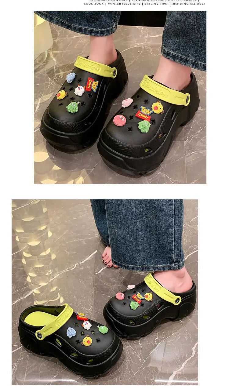 Hole Shoes Women's Summer Thick Sole Outer Wear 2025 New Beach Internet Celebrous Slip-on Feeling Non-slip Baotou Sandals Women — feature 27