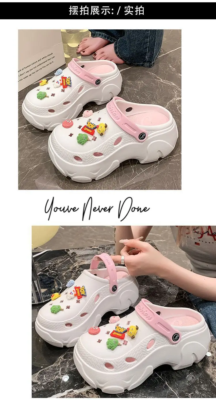 Hole Shoes Women's Summer Thick Sole Outer Wear 2025 New Beach Internet Celebrous Slip-on Feeling Non-slip Baotou Sandals Women — feature 29