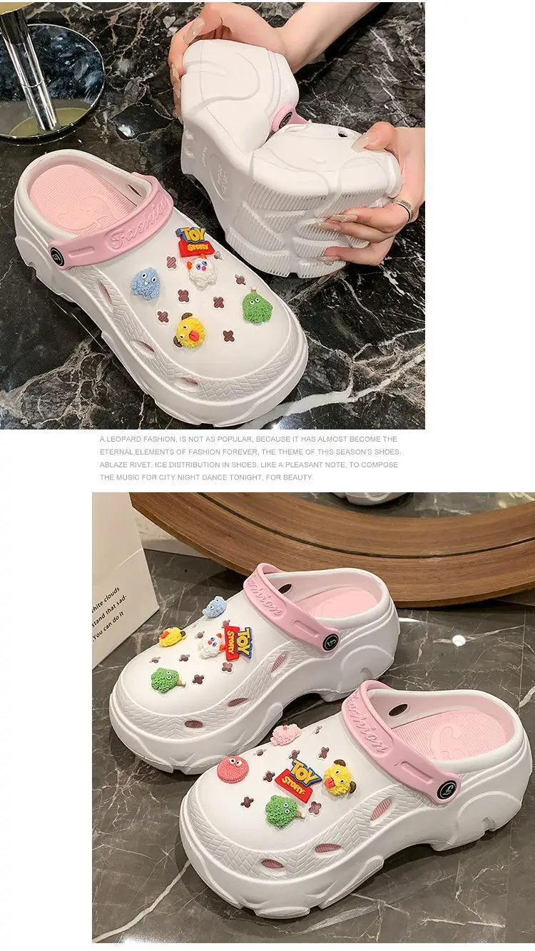 Hole Shoes Women's Summer Thick Sole Outer Wear 2025 New Beach Internet Celebrous Slip-on Feeling Non-slip Baotou Sandals Women — feature 30