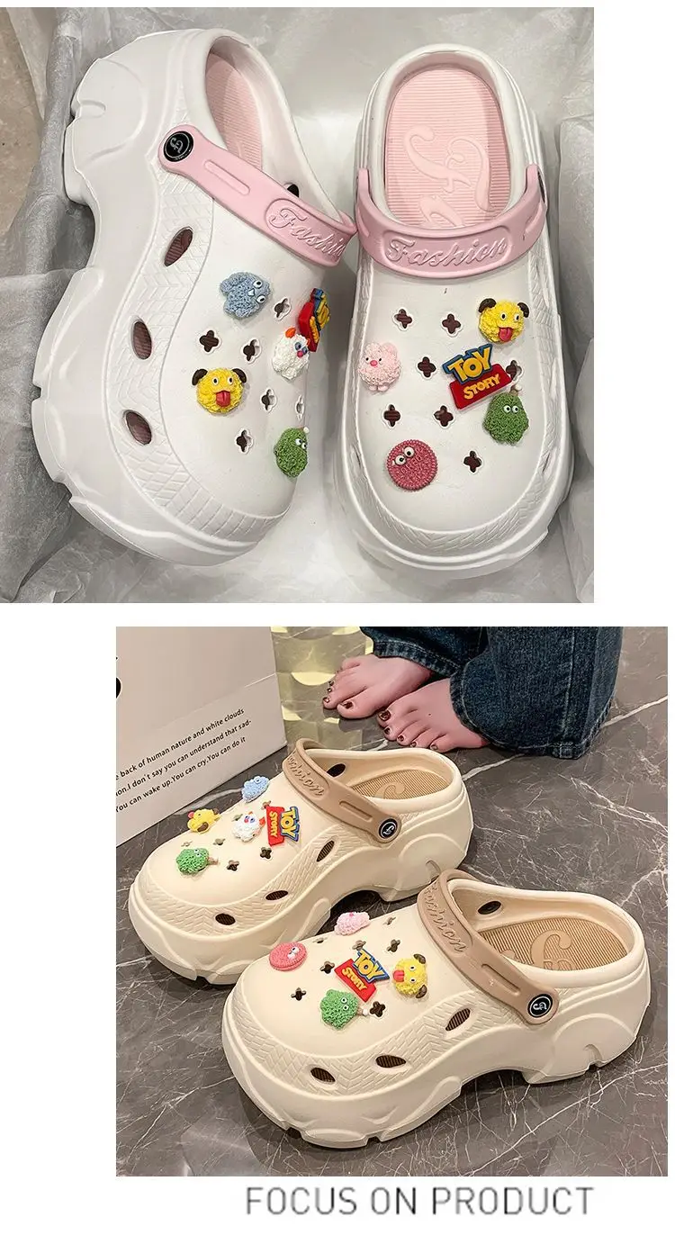 Hole Shoes Women's Summer Thick Sole Outer Wear 2025 New Beach Internet Celebrous Slip-on Feeling Non-slip Baotou Sandals Women — feature 31