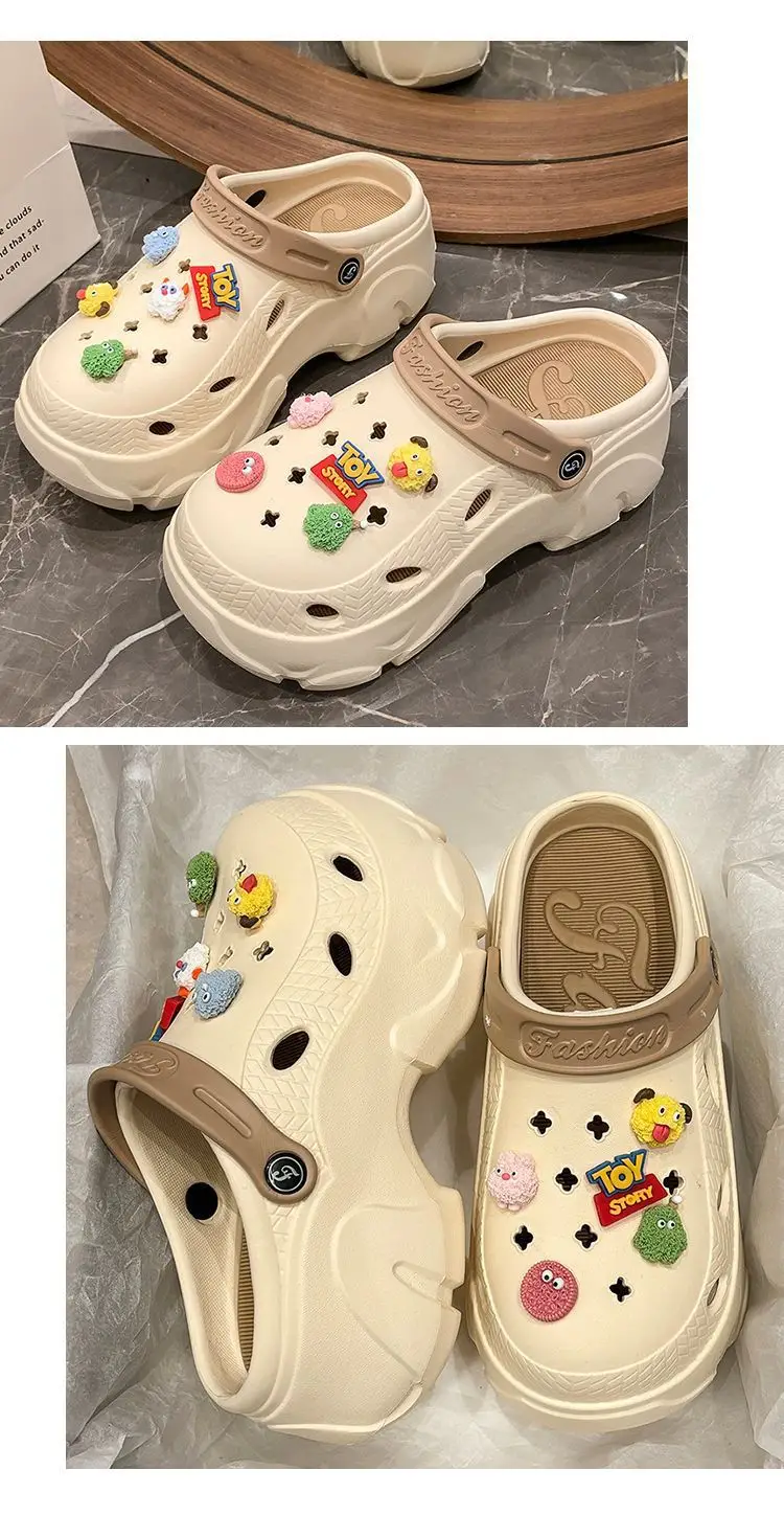 Hole Shoes Women's Summer Thick Sole Outer Wear 2025 New Beach Internet Celebrous Slip-on Feeling Non-slip Baotou Sandals Women — feature 32