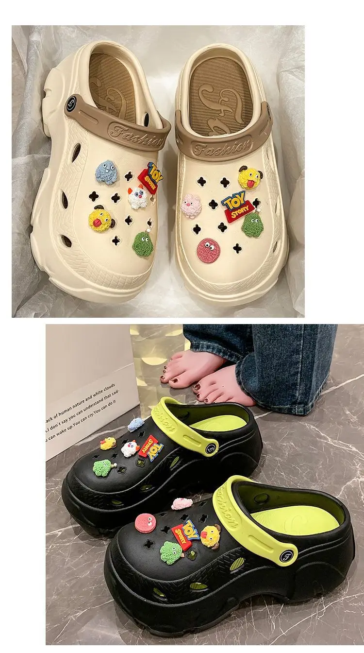 Hole Shoes Women's Summer Thick Sole Outer Wear 2025 New Beach Internet Celebrous Slip-on Feeling Non-slip Baotou Sandals Women — feature 33
