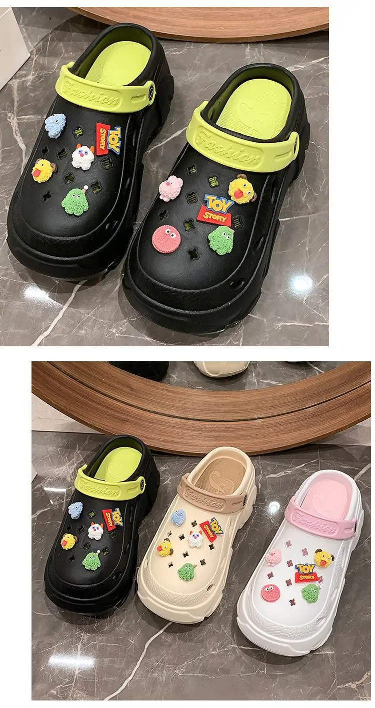 Hole Shoes Women's Summer Thick Sole Outer Wear 2025 New Beach Internet Celebrous Slip-on Feeling Non-slip Baotou Sandals Women — feature 34
