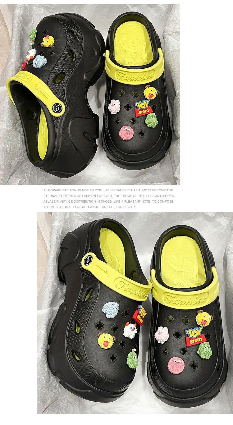 Hole Shoes Women's Summer Thick Sole Outer Wear 2025 New Beach Internet Celebrous Slip-on Feeling Non-slip Baotou Sandals Women — feature 35