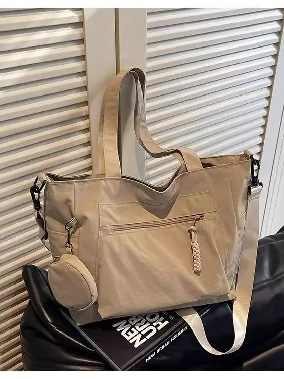 Crossbody Nylon Tote Bag Green Large Capacity - Image 9