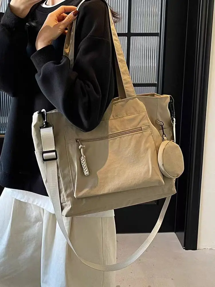 Crossbody Nylon Tote Bag Green Large Capacity — feature 11