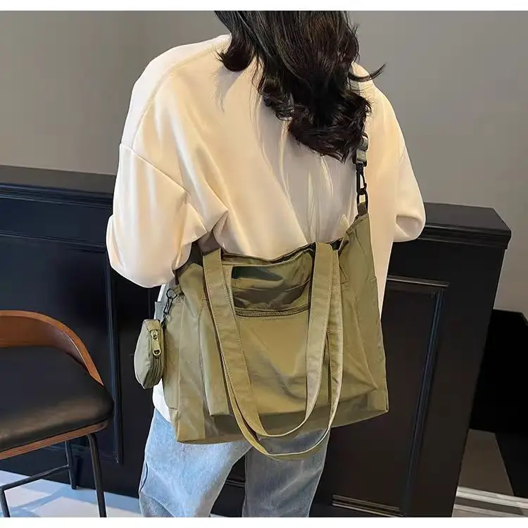 Crossbody Nylon Tote Bag Green Large Capacity — feature 16
