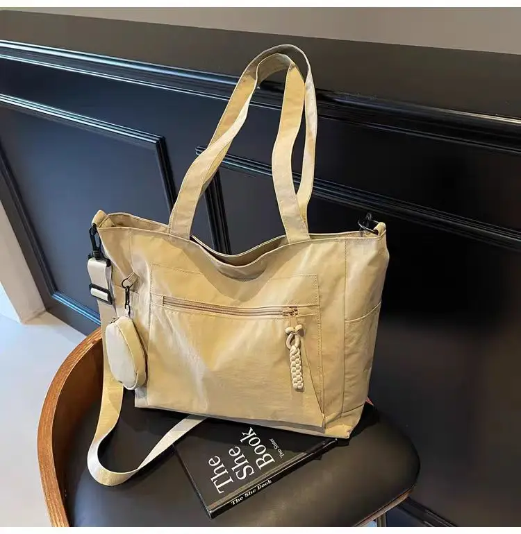 Crossbody Nylon Tote Bag Green Large Capacity — feature 28