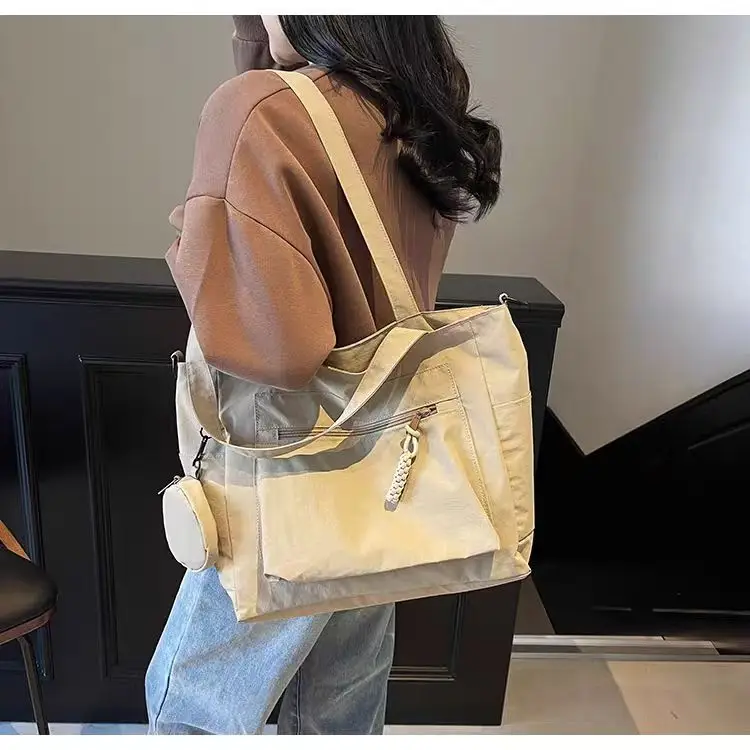 Crossbody Nylon Tote Bag Green Large Capacity — feature 29