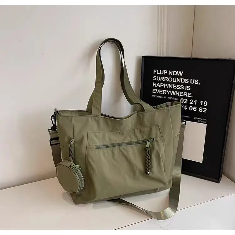 Crossbody Nylon Tote Bag Green Large Capacity — feature 6