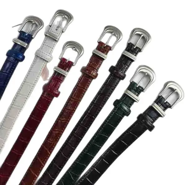 Women's Multi Color Croc Leather Buckle Belts - Image 20
