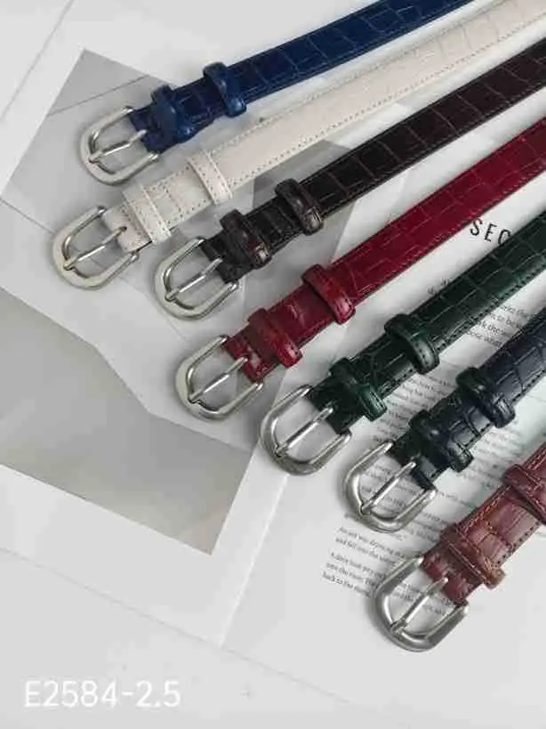 Women's Multi Color Croc Leather Buckle Belts — feature 10