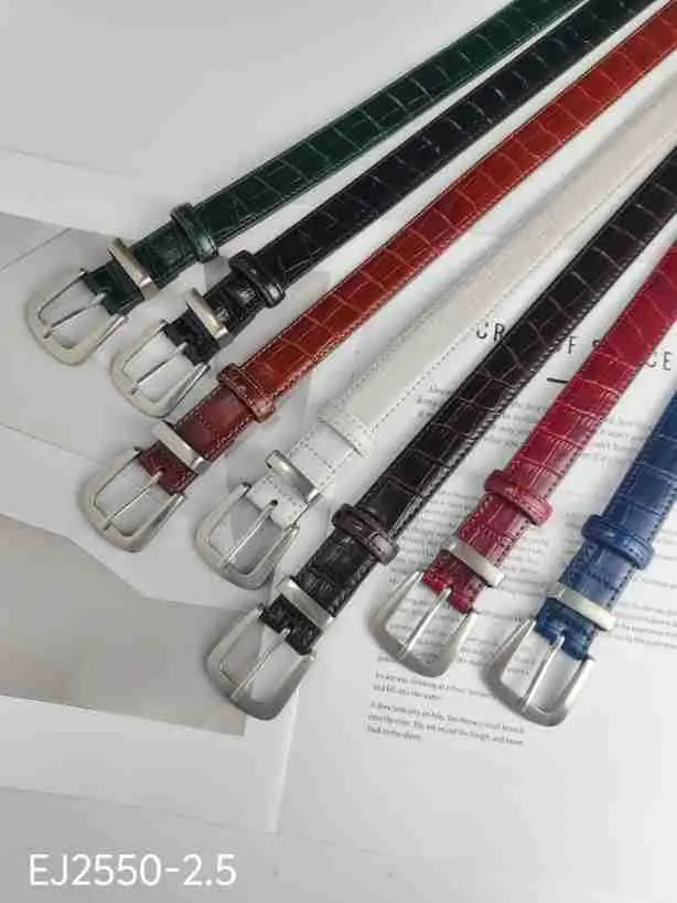 Women's Multi Color Croc Leather Buckle Belts — feature 12