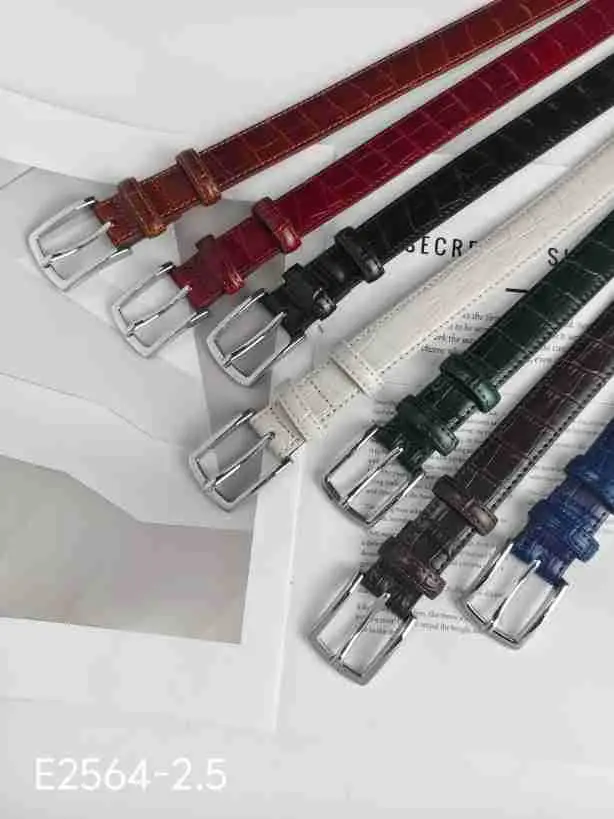 Women's Multi Color Croc Leather Buckle Belts — feature 13
