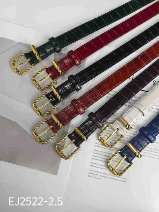 Women's Multi Color Croc Leather Buckle Belts — feature 4