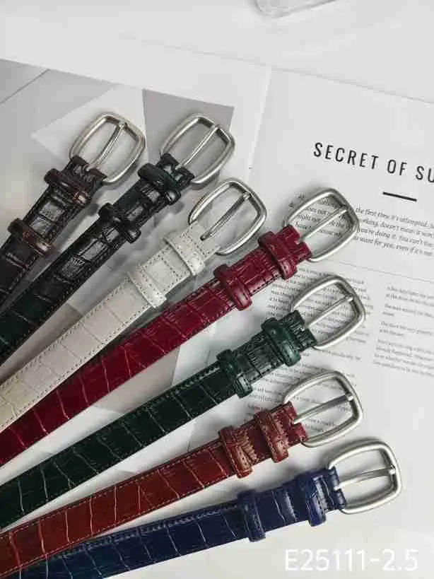 Women's Multi Color Croc Leather Buckle Belts — feature 6