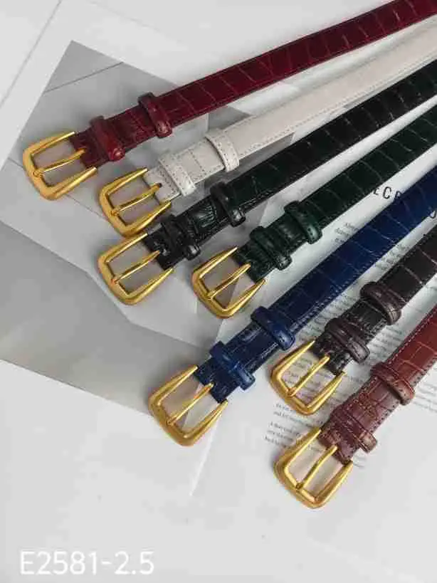 Women's Multi Color Croc Leather Buckle Belts — feature 7