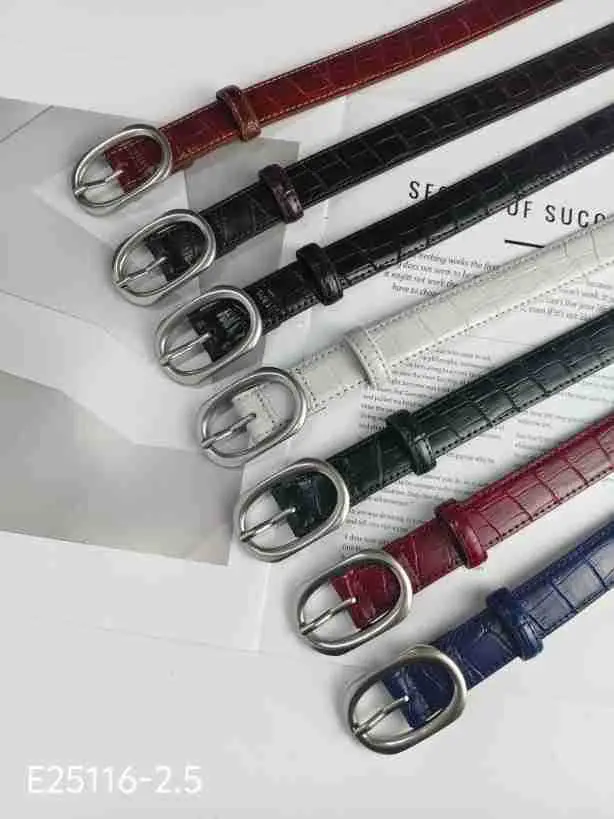 Women's Multi Color Croc Leather Buckle Belts — feature 8