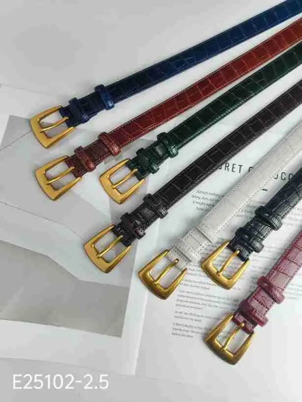 Women's Multi Color Croc Leather Buckle Belts — feature 9