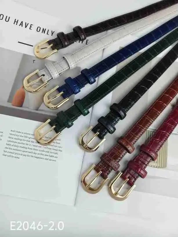 Women's Multi Color Croc Leather Buckle Belts - Image 10