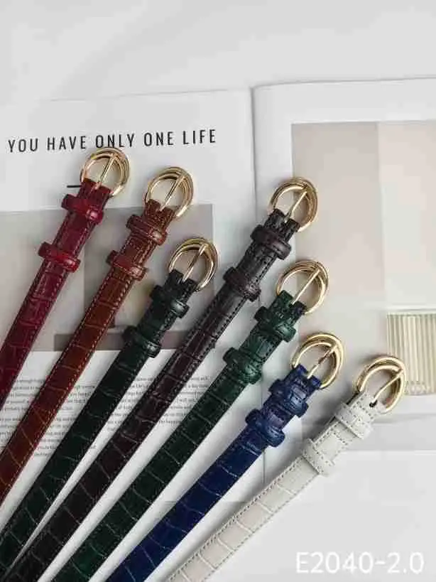 Women's Multi Color Croc Leather Buckle Belts - Image 11