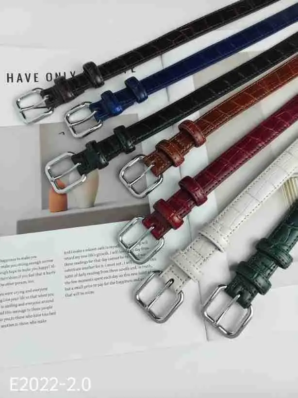 Women's Multi Color Croc Leather Buckle Belts - Image 12