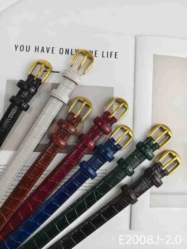 Women's Multi Color Croc Leather Buckle Belts - Image 13