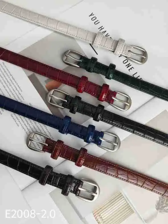 Women's Multi Color Croc Leather Buckle Belts - Image 14