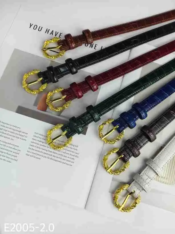 Women's Multi Color Croc Leather Buckle Belts - Image 15