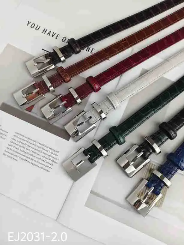 Women's Multi Color Croc Leather Buckle Belts - Image 5