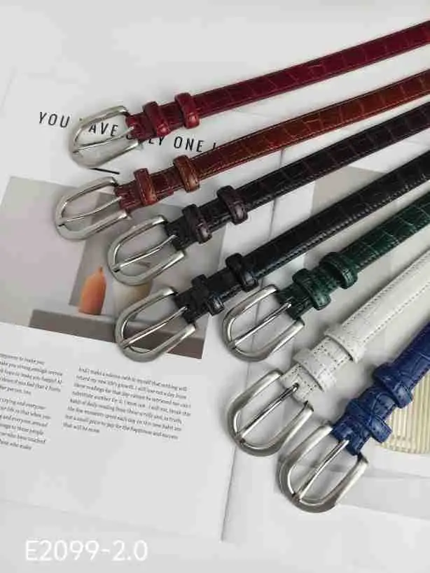 Women's Multi Color Croc Leather Buckle Belts - Image 7