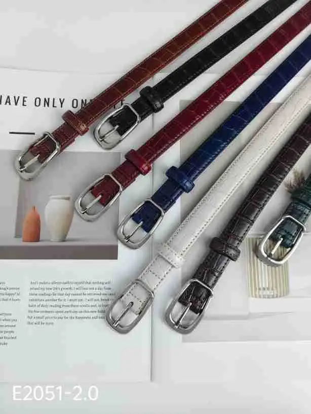 Women's Multi Color Croc Leather Buckle Belts - Image 9