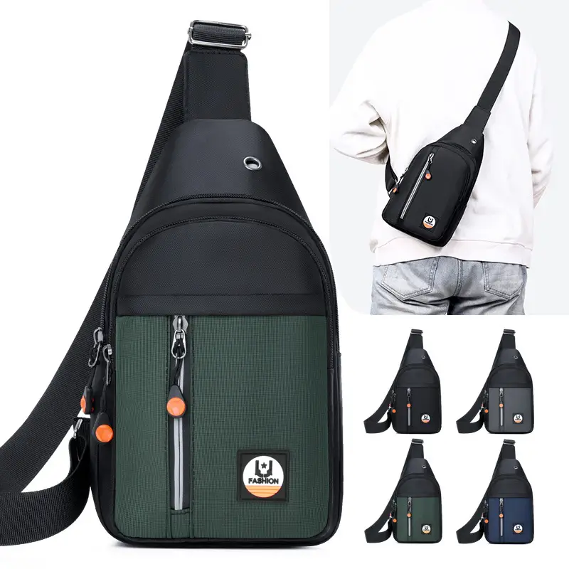 Men's Black Multi-layer Shoulder Bag with Crossbody Strap - Image 6
