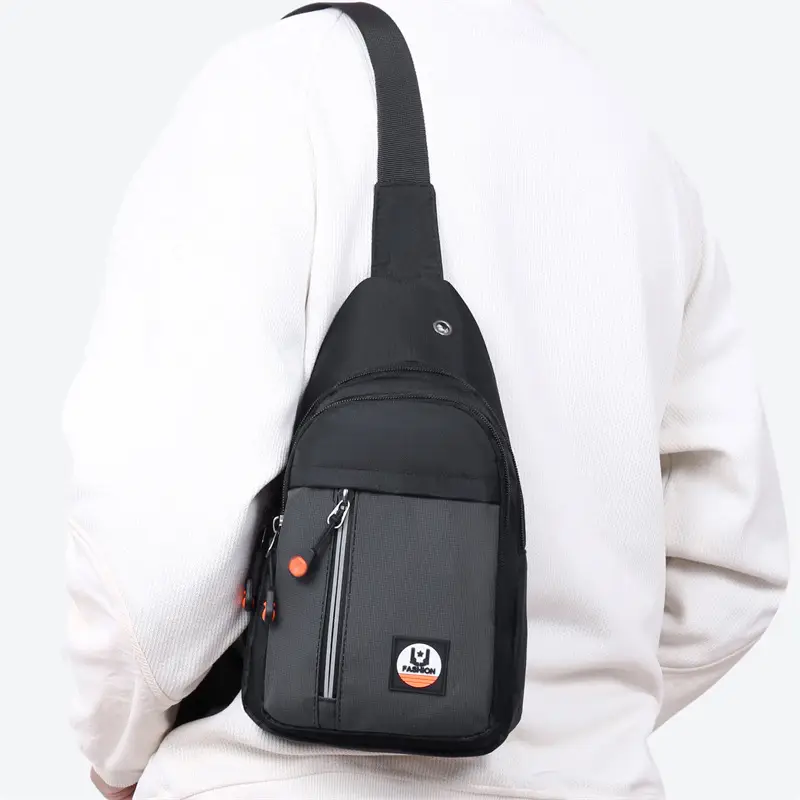 Men's Black Multi-layer Shoulder Bag with Crossbody Strap - Image 7